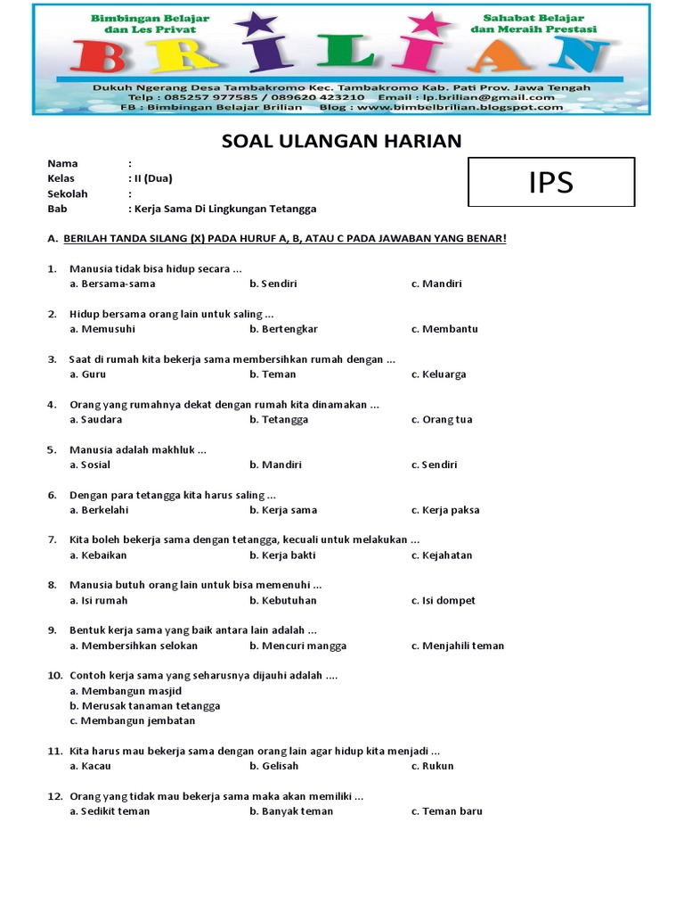Memantapkan Pemahaman Sejak Dini Contoh Soal Ulangan Harian IPS Kelas Memantapkan Pemahaman Sejak Dini Contoh Soal Ulangan Harian IPS Kelas