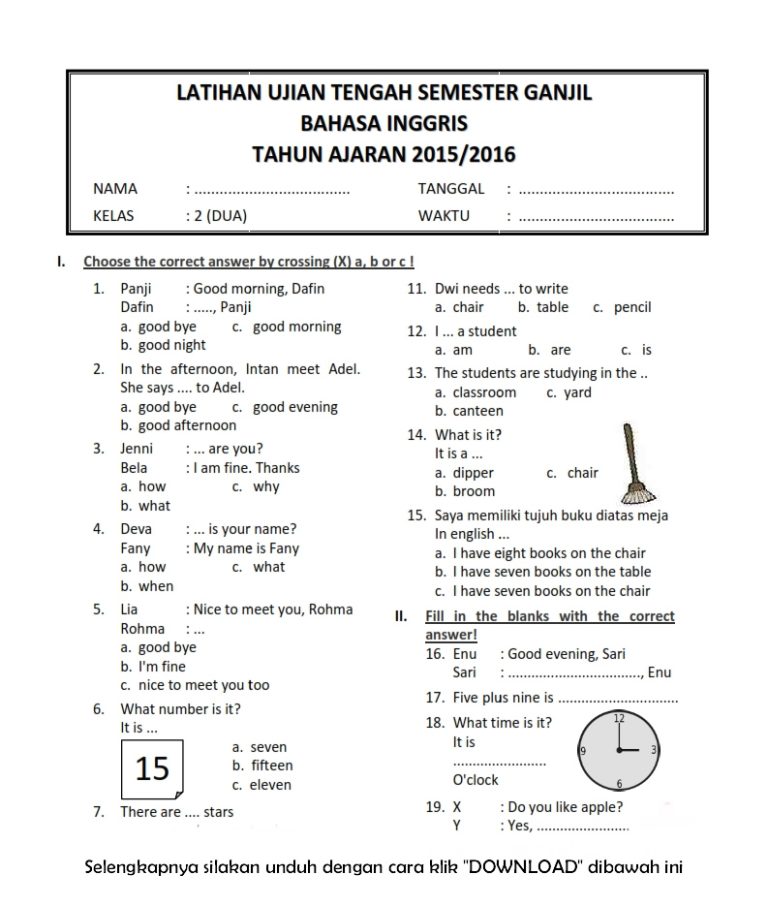 5 Fakta Mengejutkan Soal Ujian Bahasa Inggris Kelas 3 SD Semester 2 yang Wajib Diketahui 5 Fakta Mengejutkan Soal Ujian Bahasa Inggris Kelas 3 SD Semester 2 yang Wajib Diketahui
