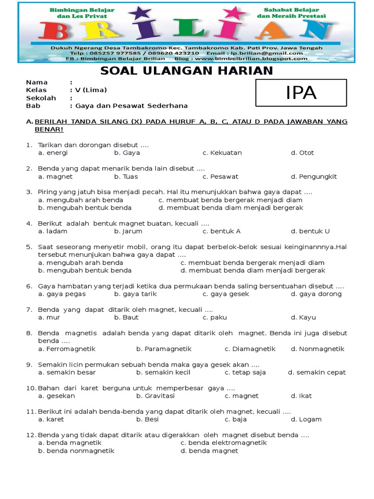 Soal Ipa Kelas 5 - Piffle me