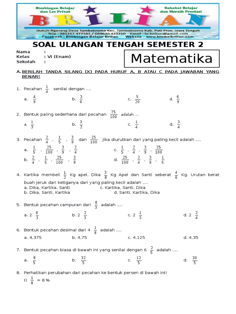 5 Soal Kelas 2 Semester 2 Matematika Paling Sulit Ternyata Sering Muncul di Ujian Akhir
