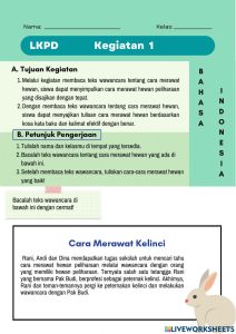 LKPD Kelas 3 Tema 2 Subtema 4 Pembelajaran 1 worksheet School