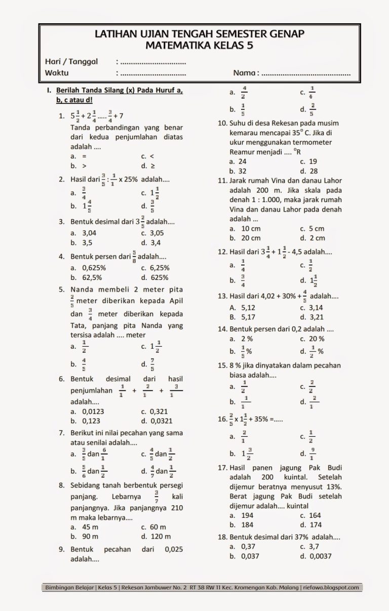 Akhirnya Terungkap 3 Tipe Soal Ujian Matematika Kelas 5 Semester 2 yang Paling Sering Salah Akhirnya Terungkap 3 Tipe Soal Ujian Matematika Kelas 5 Semester 2 yang Paling Sering Salah