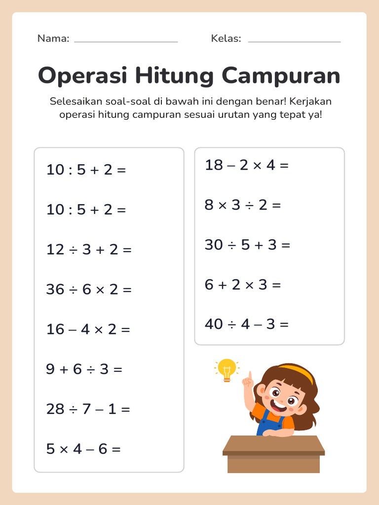 Akhirnya Terungkap! Soal Hitung Campuran Kelas 4 yang Sering Bikin Bingung Ternyata Semudah Ini