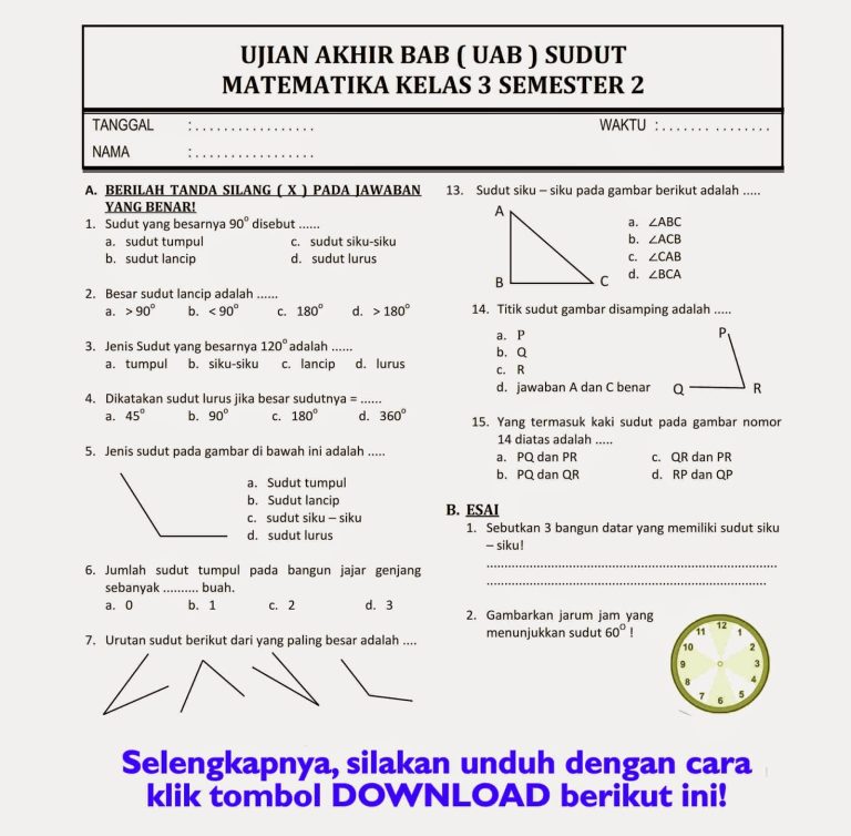 Ternyata Ini Kisi Kisi Soal PTS Smstr 2 Kelas 3 Matematika KTSP yang Jarang Dibagikan Guru