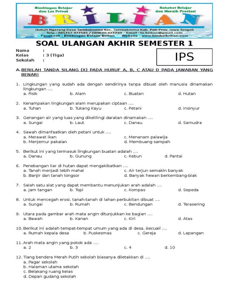 Akhirnya Tahu Bentuk Soal Ujian: 7 Contoh Soal Ulangan IPS Kelas 3 Semester 2 yang Sering Muncul di UTS dan UAS 2026 Akhirnya Tahu Bentuk Soal Ujian: 7 Contoh Soal Ulangan IPS Kelas 3 Semester 2 yang Sering Muncul di UTS dan UAS 2026