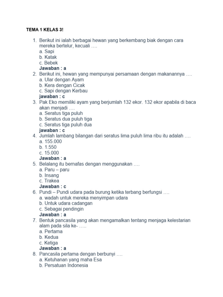 Wajib Tahu 7 Poin Penting Kisi Kisi Soal Tema 1-4 Kelas 3 Semester 1 Agar Anak Siap Hadapi Ujian Akhir