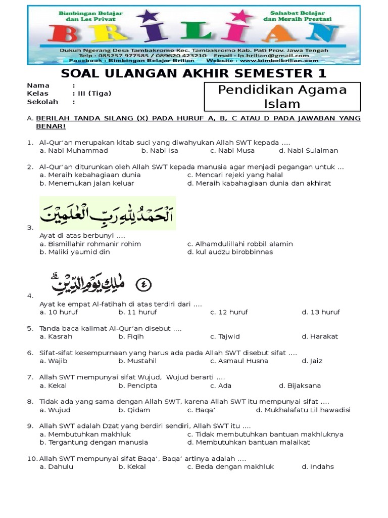 Contoh Soal Ulangan Kelas 3 Agama Islam SD Ternyata Sesering Ini Muncul di Sumatif PAI 2026