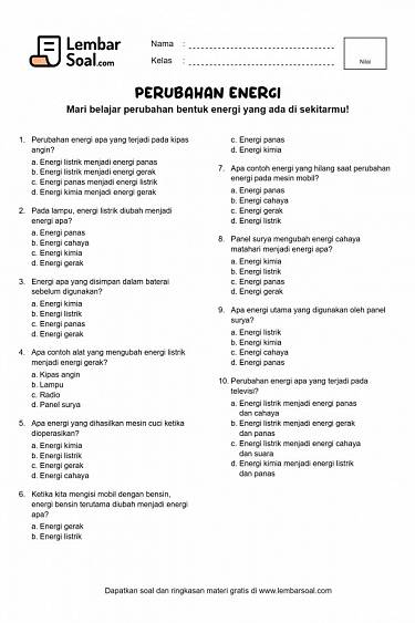 Latihan Soal Tema 2 Energi SD Kelas 4 Ini Terbukti Ampuh Bikin Nilai Kamu Melonjak
