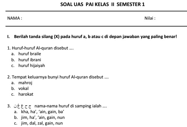 Rahasia Nilai Sempurna dengan Latihan Soal UAS PAI Kelas 2 Semester 1 Blog Spot Terbaru Rahasia Nilai Sempurna dengan Latihan Soal UAS PAI Kelas 2 Semester 1 Blog Spot Terbaru